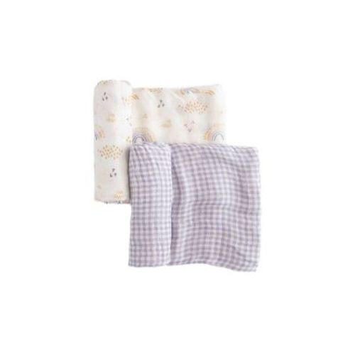 Little Unicorn Deluxe Muslin Swaddle Blanket - Rainbow Gingham - 2pk