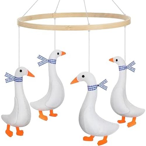 Goose Baby Mobile for Crib Goose Crib Mobile for Boys, Girls Felt Duck Nursery Decor 4 Hanging Felt Geese for Baby Shower Gift, Bassinet Toddler Room Decor, Gender Neutral Newborn Gift