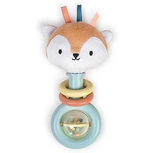 Ingenuity Kitt Ring Rattle for Baby, Plant-Based and BPA-Free Materials, Kitt The Fox Character Plush Head