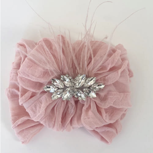 Fancy Feather Ruffled Headband