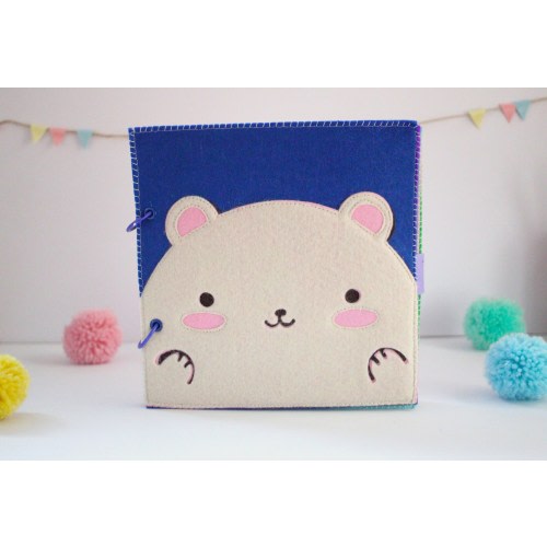 Cute Bear Busy book, Quiet book, Toddler learning, First birthday, Baby book, Sensory and fine motor book, Montessori and learning