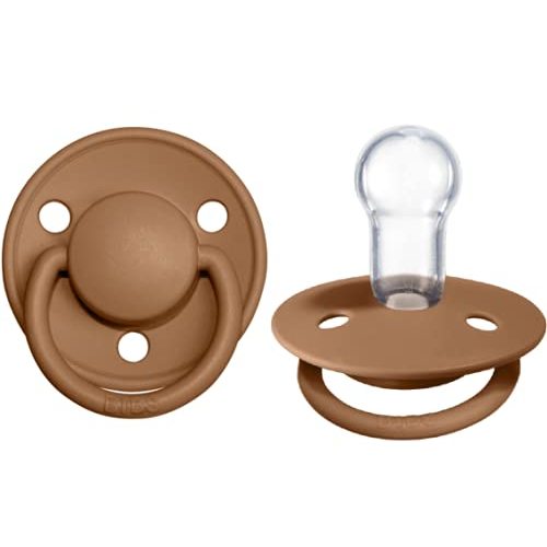 BIBS Pacifiers – De Lux | BPA-Free Silicone Baby Pacifier | Made in Denmark | Set of 2 Soothers (Earth, One Size Silicone) - 0-18 Month Silicone