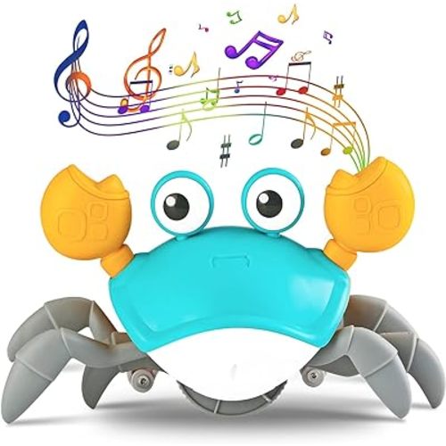 Crawling Crab Baby Toy Infant: Tummy Time Toys for Babies 3 6 9 12 18 24 36 Months, Walking Dancing Sensing Crab for Toddler 1 2 3 4 Year Old, 1st Music Birthday Gifts for Boys Girls