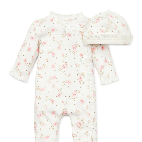 Vintage Rose Footed One-Piece And Hat