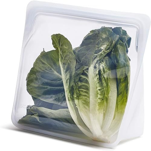 Stasher Silicone Reusable Stand-Up Bag Mega, Clear, Microwave, Sous Vide, Dishwasher, Oven and Freezer Safe, BPA Free, Leak-free, Eco-friendly, 104 Oz