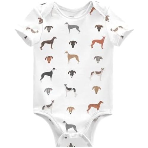 vvfelixl Baby Girls' Bodysuits Black Pug White Short Sleeve Cotton Baby Clothes For Girls 0-24 Months