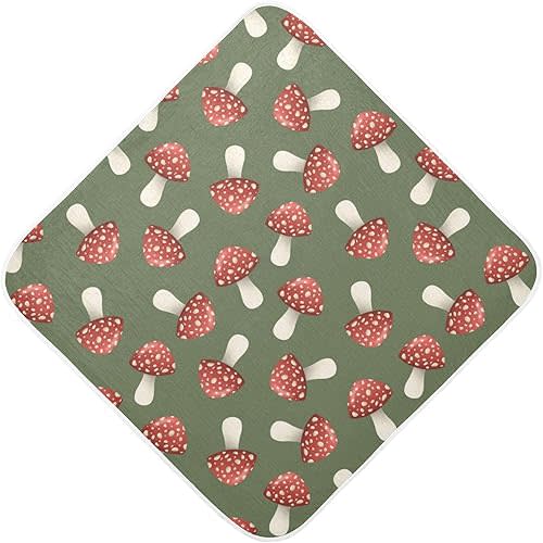 Kigai Mushroom Baby Bath Towel, Ultra Soft Warm Absorbent Baby Shower Towel with Hood for Newborn, Boys, Girls, 35 x 35 Inch