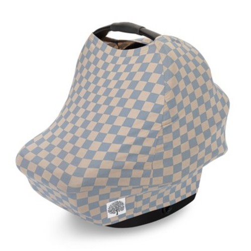 Parker Baby Co. 4 in 1 Car Seat Cover - Stormy Blue Checker