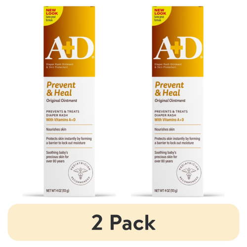 (2 pack) A+D Original Diaper Rash Ointment with Vitamins A and D, 4 oz Tube