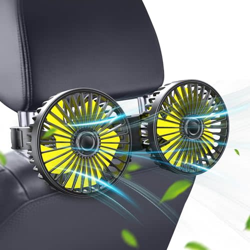 Car Fan, USB Car Seat Fans 3 Speeds Strong Wind for Vehicle Headrest and Rear Seat 5V Powerful Quiet Ventilation with Adjustable Clip Electric Auto Fans for Vehicles RV SUV Truck