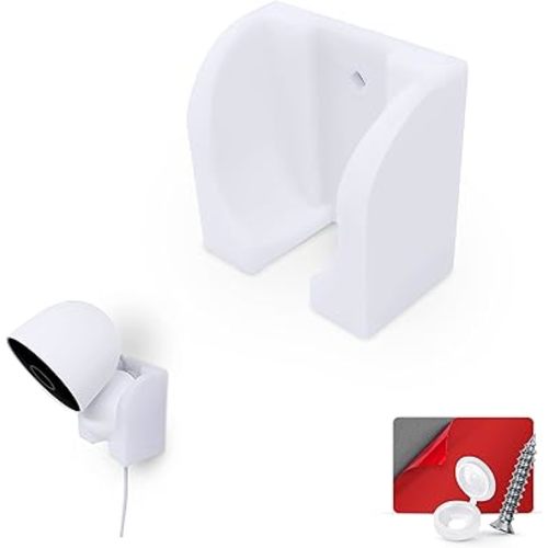 Wall Mount for Google Nest Wired 2nd Generation Security Camera - Adhesive & Screw-in, Easy Slot-in Design (White) by Brainwavz