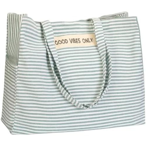 Folkulture Beach Bag For Women | 17 x 14 Inch - 100% Cotton Beach Tote Bag With Zipper Pocket Inside, Large Woven Pool Bag
