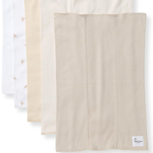 Burt's Bees Baby Infant Burp Cloths, 100% Organic Cotton Extra Absorbent Soft Fabric Drool Cloths, 5-Pack Newborn Must-Have Essential Large Burping Cloths, One Size 17 x 11.75 Inches