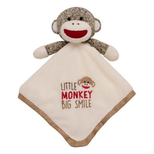 Baby Starters Sock Monkey 13 inch Snuggle Buddy with Satin and Embroidery