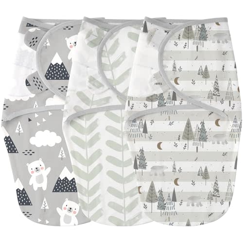 Yoofoss Baby Swaddles for Newborns 100% Cotton, Adjustable Swaddle 3-6 Months 3 Pack Newborn Swaddle Sack, Breathable Soft(Medium)