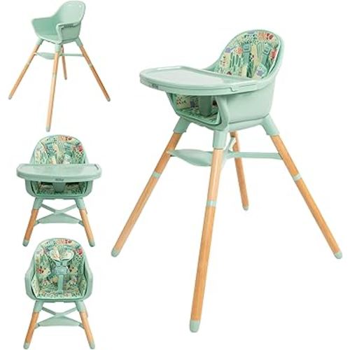 Nuby 4-in-1 Baby High Chair Seat with Removable Tray - 6+ Months to 3 Years - Adjustable Toddler Chair for Eating - Holds Up to 60 lbs - Green