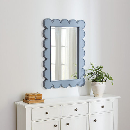 Hayli Scallop Mirror with Raised Lip Frame & Hand Finished Design