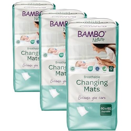 Bambo Nature Changing Mat: Bio-Based, Extra Soft, Ultra Absorbent, and Breathable - 20 Count (Pack of 3)