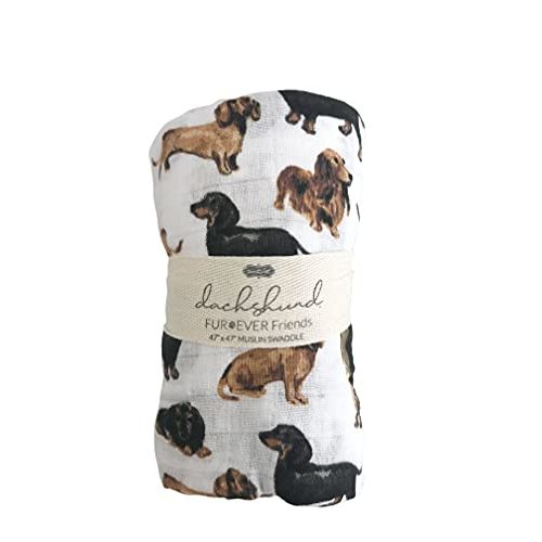 Mud Pie Dachshund Print Baby Swaddle Blanket, 47" x 47"