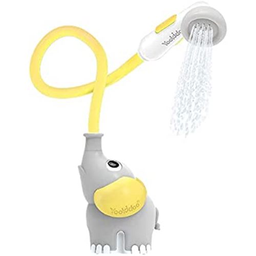 Yookidoo Baby Bath Shower Head - Elephant Water Pump with Trunk Spout Rinser - Control Water Flow from 2 Elephant Trunk Knobs for Maximum Fun in Tub or Sink for Newborn Babies - Yellow