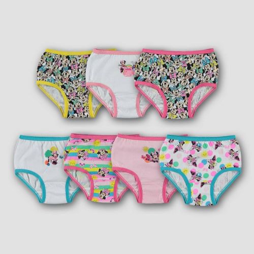 Toddler Girls' 7pk Minnie Mouse Briefs By Handcraft 2T-3T: Cotton Mid Rise Underwear, Disney Mickey Mouse & Friends