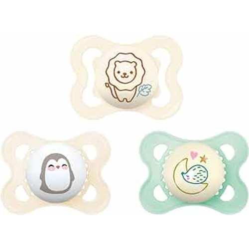 MAM Variety Pack Baby Pacifier, Includes 3 Types of Pacifiers, Nipple Shape Helps Promote Healthy Oral Development,0-6 Months, Unisex, 3 Count (Pack of 1)