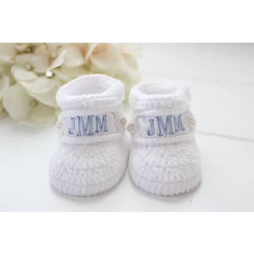 Personalized Baby Booties, Baby Boy Girls Monogram Shoes, Crochet Take Home Bootie Socks, Personalized Baby Gift Keepsake