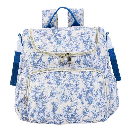 Floral Printed Diaper Backpack for Women, Large Capacity Nursing Bag with Zipper, Portable Bottle & Diaper Storage Bag for Travel Hospital Use (Style 1)