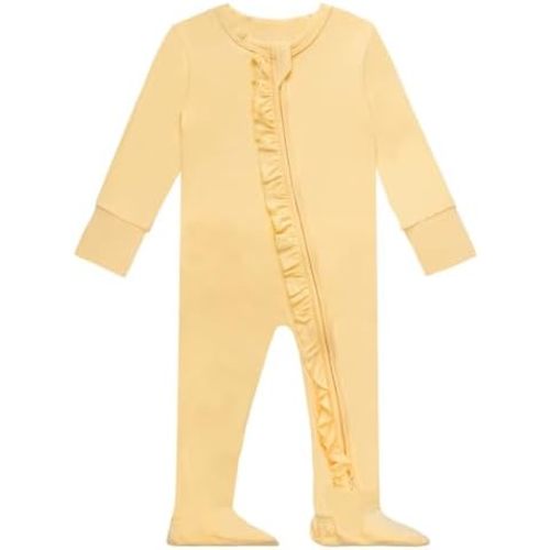 GUISBY Baby Footies Ruffle Pajamas, Soft Long Sleeve with 2 Way Zipper Sleepers