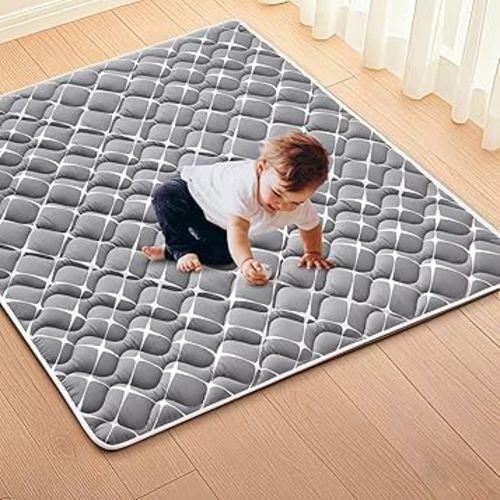 Vibe Bear High-Density Foam Baby Play Mat, 59x59 Inches Thicken One-Piece Comfortable and Soft Baby Playmat, Non Slip Washable Floor Mat for Infants, Toddlers