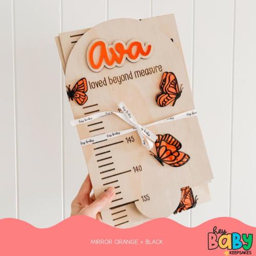 Personalised Growth Chart - BUTTERFLY | Kids Room | Childs Height Chart | Kids Decor | Childs Keepsake | Girls Room | Wall Growth Chart