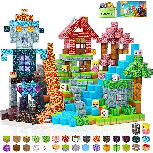 EchoPlan 150PCS Magnetic Blocks, Magnetic Building Blocks, STEM Constructions Magnet Blocks for Boys Girls Age 3 4 5 6 7 8 9 10, Sensory Stacking Toy Christmas Birthday Gifts for Kids, 1" Large Size