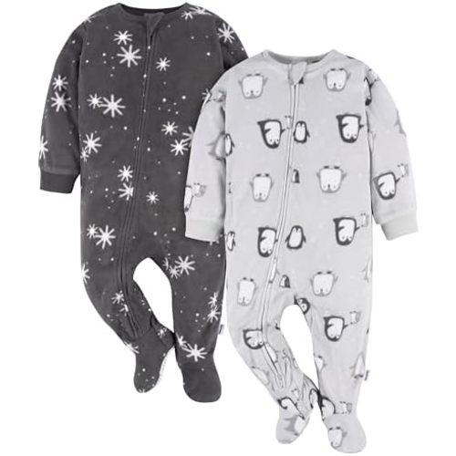 Gerber Unisex Baby Toddler Flame Resistant Fleece Footed Holiday Pajamas 2-Pack