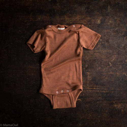 Crane Baby Body - Merino Wool & Silk - Deep Rust - size 0-3m