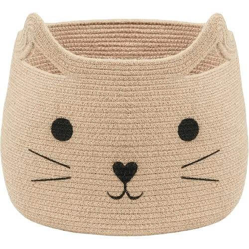 Large Woven Cotton Rope Storage Basket - Cat