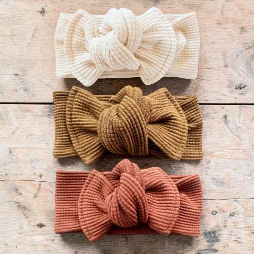 Cotton Waffle Knit Baby Headwrap: Chunky Knot Bow Headband, Color Choice