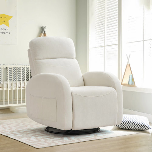 Latitude Run® 37"Modern Chenille Upholstered Manual Swivel Rocker Glider Recliner Nursery Chair | Wayfair