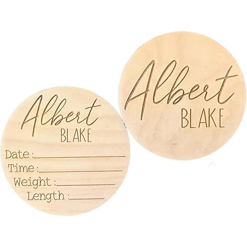 Personalized Newborn Name Announcement Sign for Hospital - Single/Double Sided - Wood Birth Announcement Sign - Name Baby Announcement Sign Customized Gender Neutral (Double Sided)