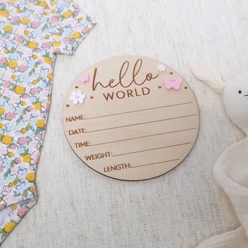 Newborn Baby Hospital Announcement Keepsake (Butterflies and Flowers)