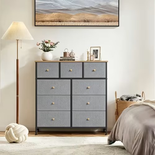 9 drawer fabric dresser bedroom tall double chest drawers - Temu