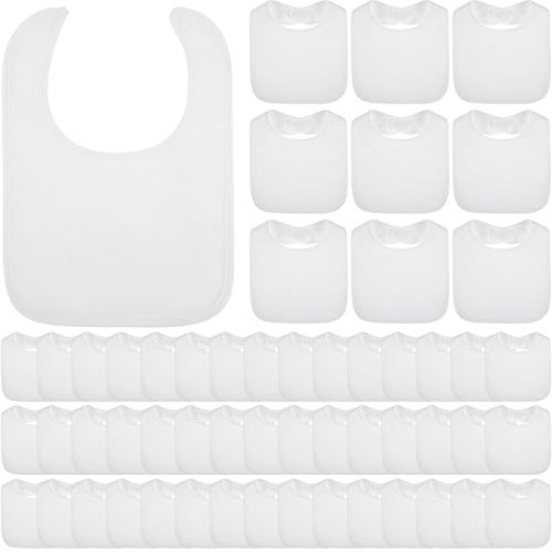Toulite 20 Pcs Baby Bibs for Unisex Boy Girl Washable Reusable Waterproof Cotton Feeder Bibs with Double Sided Design for Newborns & Infants Baby Shower Activity and Gifts (White)