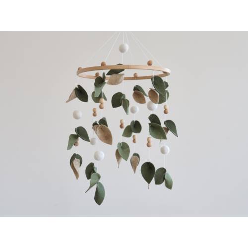 Forest baby mobile, Leaf baby crib mobile, Green floral nursery mobile, Neutral mobile, Hanging mobile, Baby shower gift, Green mobile