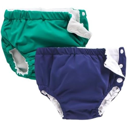 IIjnUhb Swim Diapers Baby Reusable 2 Pack,Washable Pants for 0-3 Years Boys Girls Swimming Lesson Shower Gifts