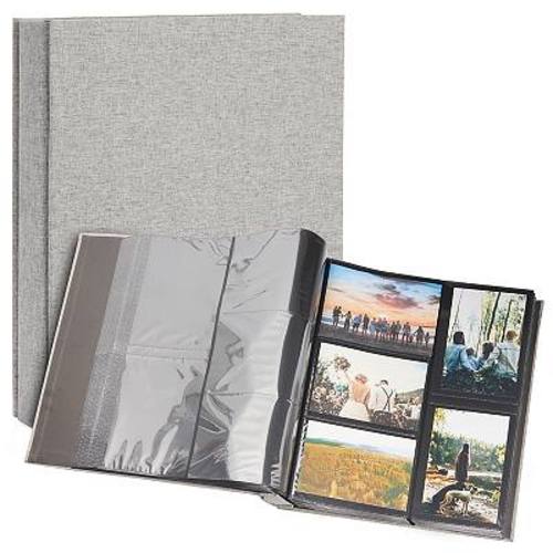 Large Photo Album For 1000 Photos, 4x6 Photo Albums With Pockets, Grey Linen Cover (14 X 13 X 3 In)