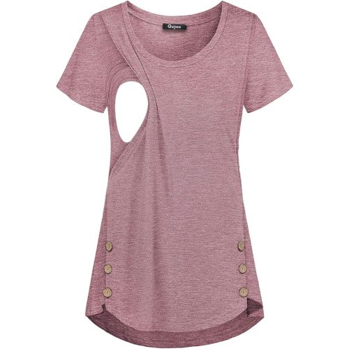 Quinee Women's Casual Button Side Nursing Tops Maternity Breastfeeding Tunic