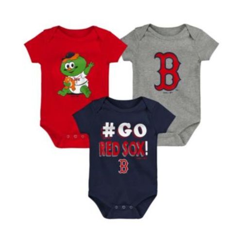 Newborn Infant Navy, Red, Gray Boston Red Sox Born To Win Bodysuit Set, 3 Pack