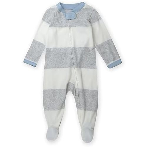 HonestBaby Sleep & Play Footed One-Piece Pajama Sleeper 100% Organic Cotton, Baby Boys