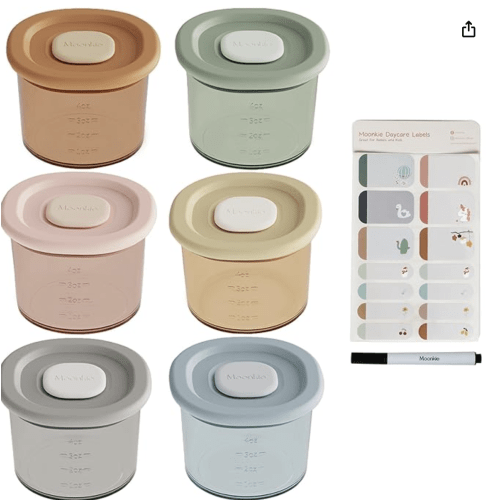 Moonkie Silicone Baby Food Containers,6 Pack, 4 oz Baby Food Storage Jars with Airtight Lids, Reusable Baby Food Jars, Freezer,Microwave and Dishwasher Safe, Perfect for Infant & Toddler