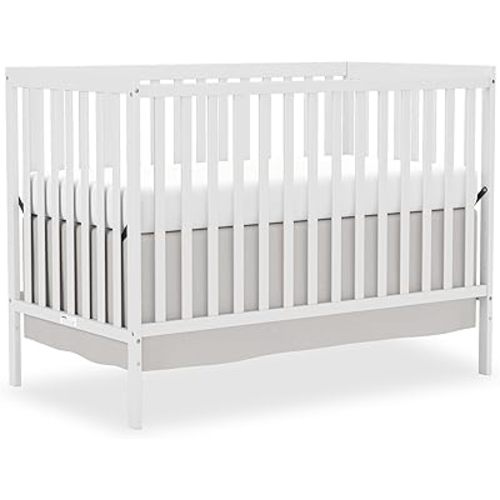 Baby Crib 5-in-1 Convertible, Wooden Nursery Cribs Converts to Toddler Bed, Daybed and Full Size Bed, 3 Adjustable Base, Non-Toxic Finish (White)