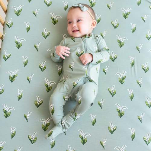 Zippered Footie in Thyme Lily